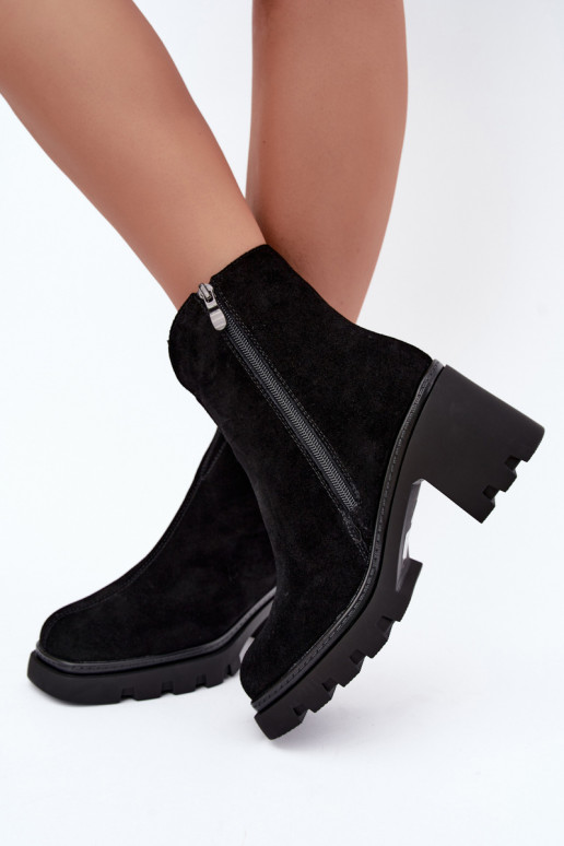 Peau Chaussures en daim avec des talons réchauffer T.Sokolski SH Z26-428 couleur noire