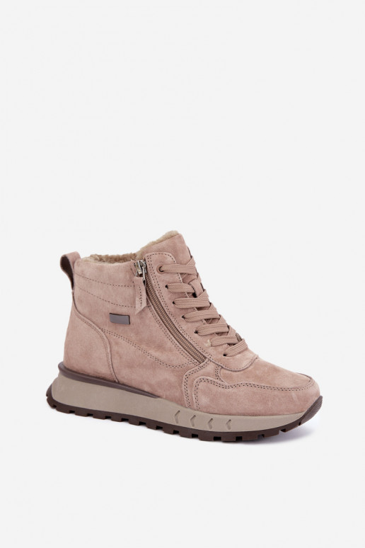 Bottes chaussures FémininActivéturalnego en daimu réchauffer beige Alirella