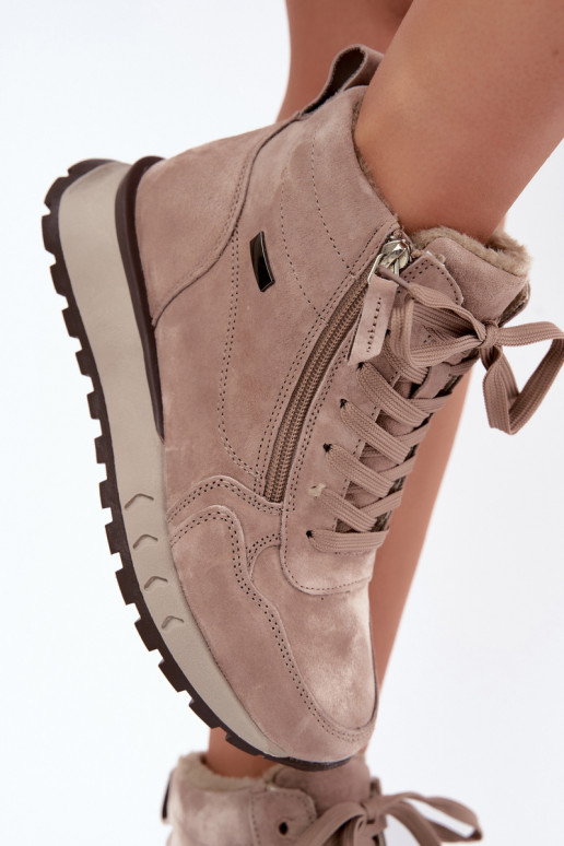 Bottes chaussures FémininActivéturalnego en daimu réchauffer beige Alirella