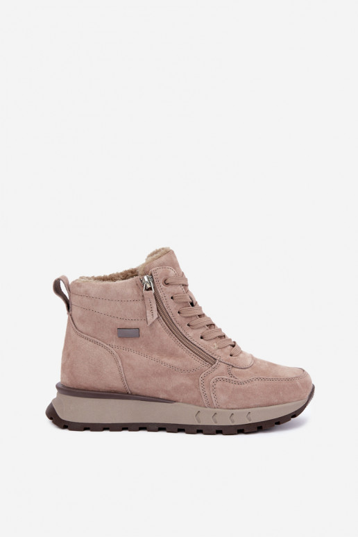 Bottes chaussures FémininActivéturalnego en daimu réchauffer beige Alirella
