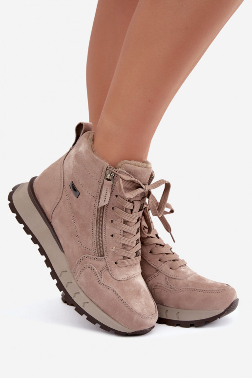 Bottes chaussures FémininActivéturalnego en daimu réchauffer beige Alirella