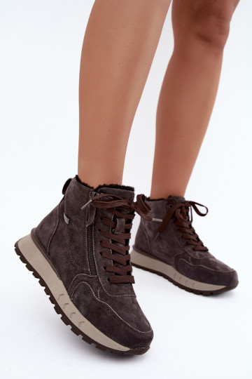 Bottes chaussures FémininActivéturalnego en daimu réchauffer couleur grise Alirella
