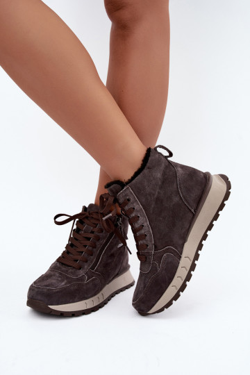 Bottes chaussures FémininActivéturalnego en daimu réchauffer couleur grise Alirella 2