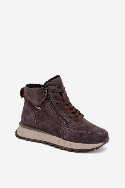 Bottes chaussures FémininActivéturalnego en daimu réchauffer couleur grise Alirella