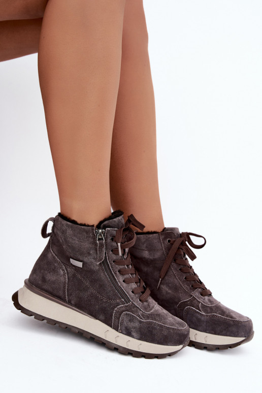 Bottes chaussures FémininActivéturalnego en daimu réchauffer couleur grise Alirella
