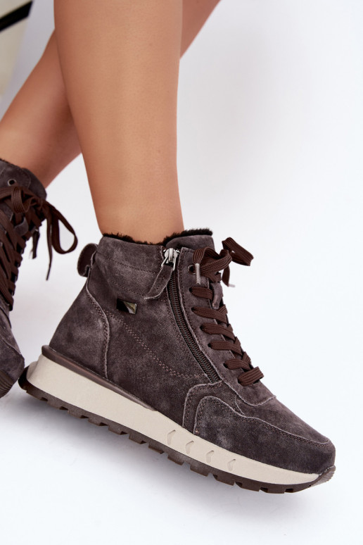 Bottes chaussures FémininActivéturalnego en daimu réchauffer couleur grise Alirella