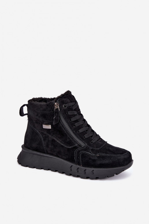 Bottes chaussures FémininActivéturalnego en daimu réchauffer couleur noire Alirella