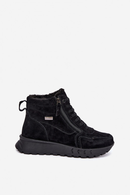 Bottes chaussures FémininActivéturalnego en daimu réchauffer couleur noire Alirella