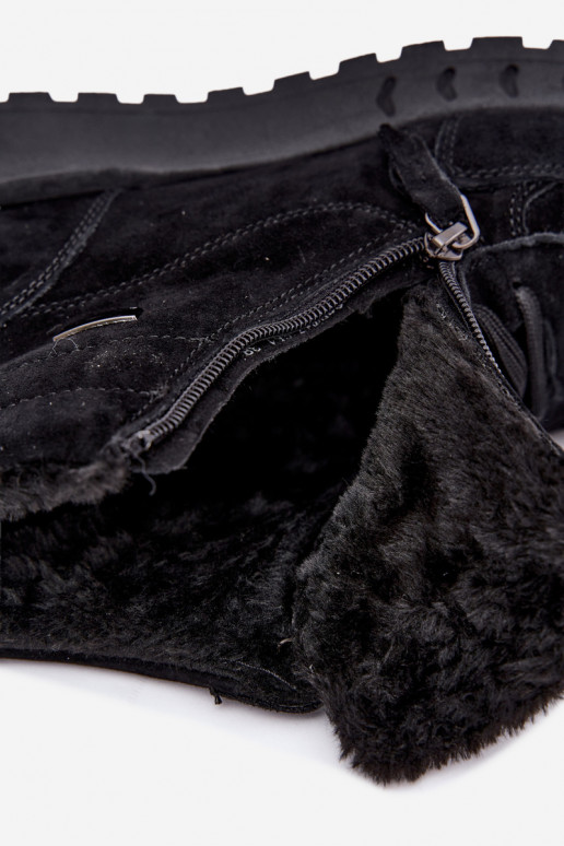 Bottines isolées pour femmes en simili daim couleur noire Alirella