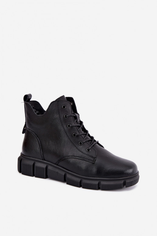 Bottines isolées en simili cuir couleur noire Girelisse