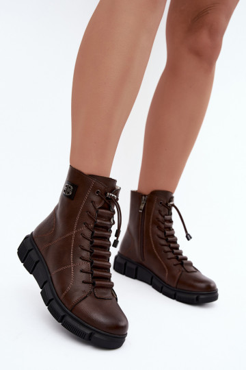 Bottines isolées pour femmes en simili cuir couleur chocolat Savelia 2