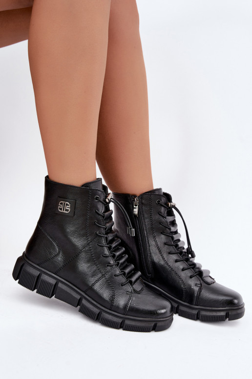 Bottines isolées pour femmes en simili cuir couleur noire Savelia