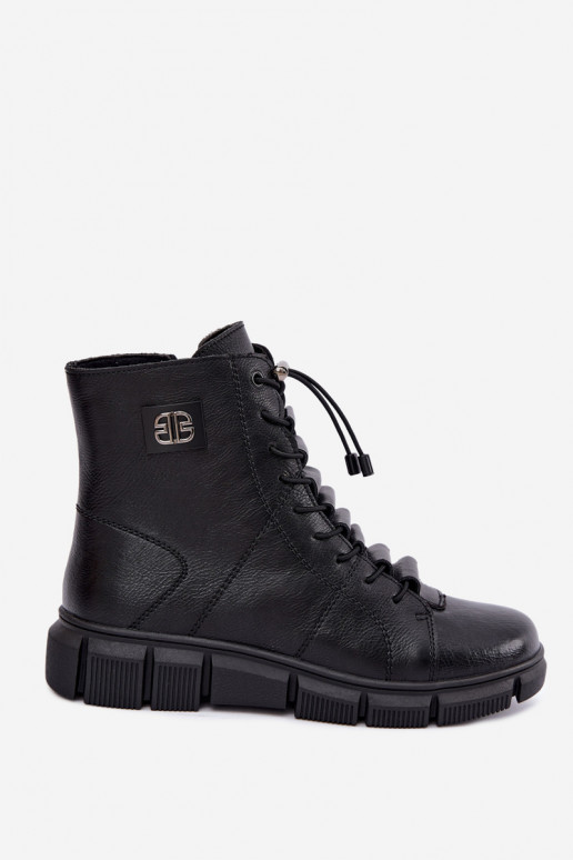 Bottines isolées pour femmes en simili cuir couleur noire Savelia