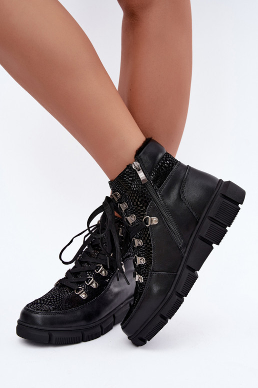 Peau Bottes chaussures Féminin réchauffer couleur noire DANSanelia