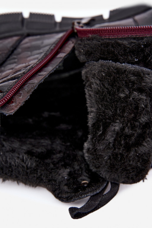 Peau avec effet vernis Bottes pour femmes réchauffer Bourgogne Canelia