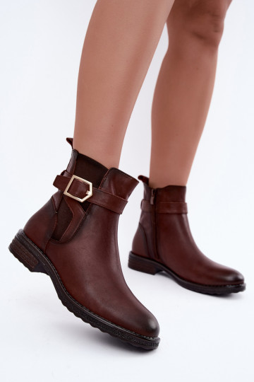 Peau Bottes pour femmes réchauffer avec boucles Sergio Leone BT-43 marron 2