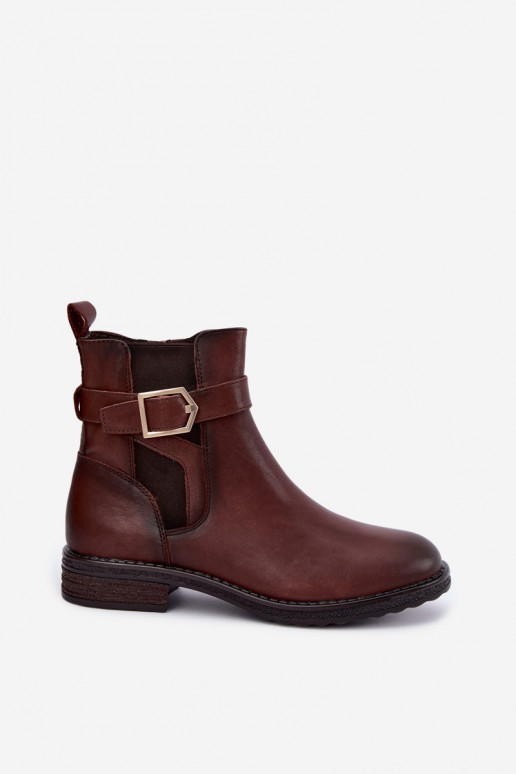 Peau Bottes pour femmes réchauffer avec boucles Sergio Leone BT-43 marron