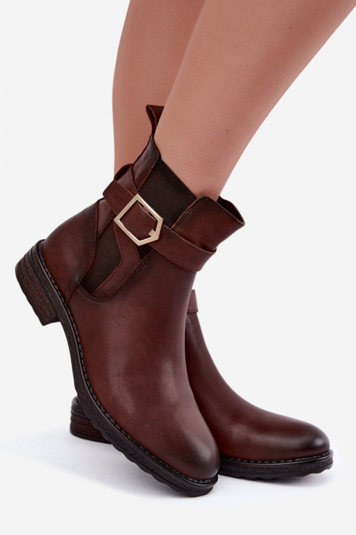 Peau Bottes pour femmes réchauffer avec boucles Sergio Leone BT-43 marron