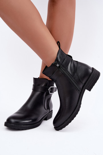 Bottines isolées pour femmes en simili cuir avec boucles Sergio Leone BT-43 noir 2