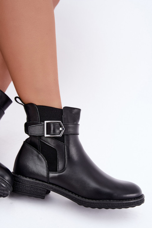 Bottines isolées pour femmes en simili cuir avec boucles Sergio Leone BT-43 noir
