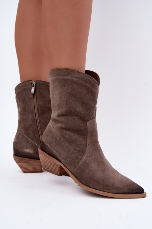 Bottes isolées en suède synthétique style cowboy Zazoo 4311 en couleur sable
