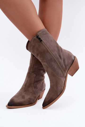 Bottes isolées en suède synthétique style cowboy Zazoo 4311 en couleur sable 2