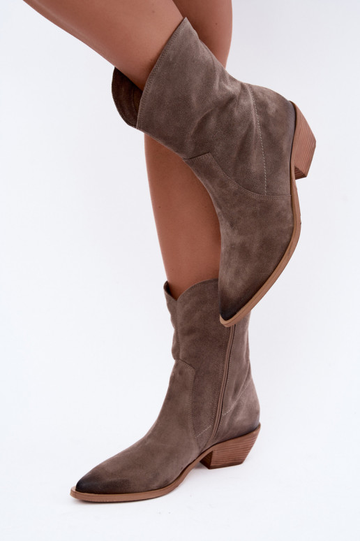 Bottes isolées en suède synthétique style cowboy Zazoo 4311 en couleur sable
