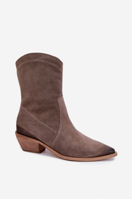 Bottes isolées en suède synthétique style cowboy Zazoo 4311 en couleur sable