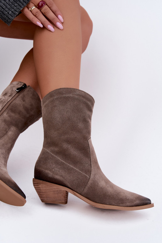 Bottes isolées en suède synthétique style cowboy Zazoo 4311 en couleur sable