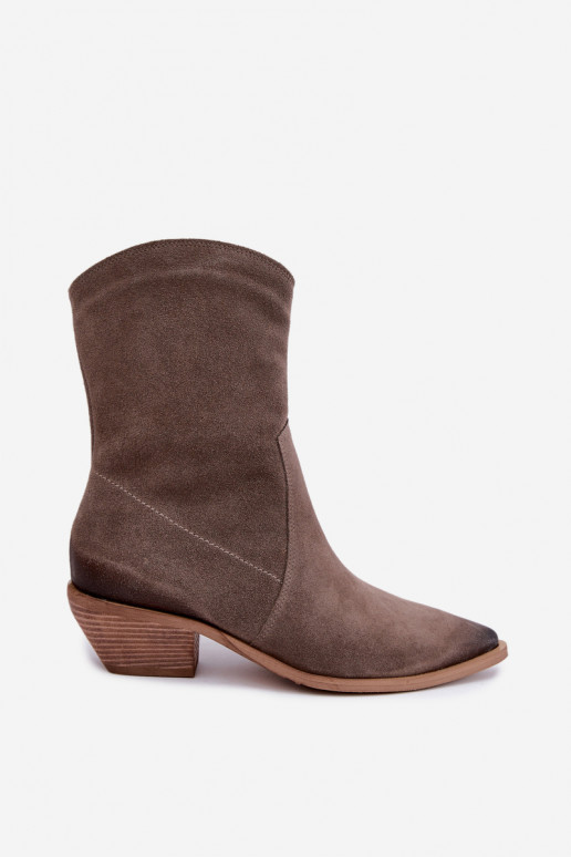 Bottes isolées en suède synthétique style cowboy Zazoo 4311 en couleur sable