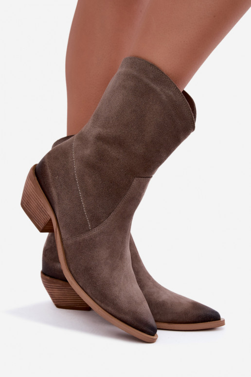 Bottes isolées en suède synthétique style cowboy Zazoo 4311 en couleur sable