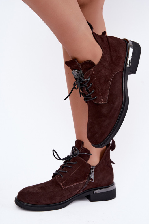 Bottines en suède synthétique Vinceza 89151 en couleur chocolat
