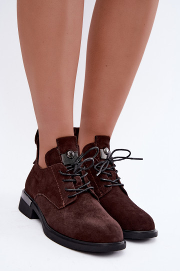 Bottines en suède synthétique Vinceza 89151 en couleur chocolat 2