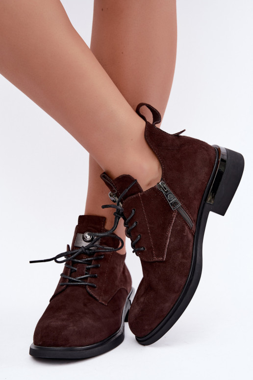 Bottines en suède synthétique Vinceza 89151 en couleur chocolat