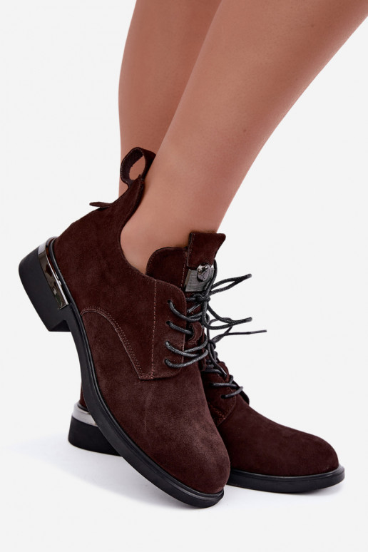 Bottines en suède synthétique Vinceza 89151 en couleur chocolat