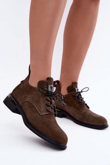 Bottines en suède synthétique Vinceza 89151 en couleur kaki