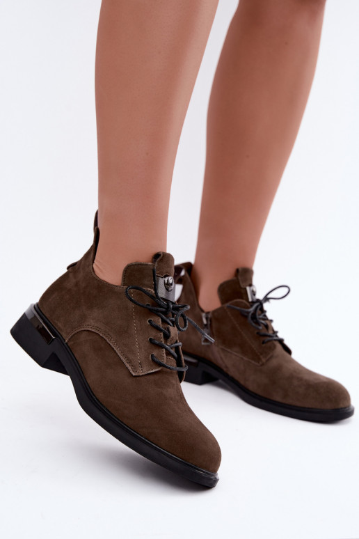 Bottines en suède synthétique Vinceza 89151 en couleur kaki