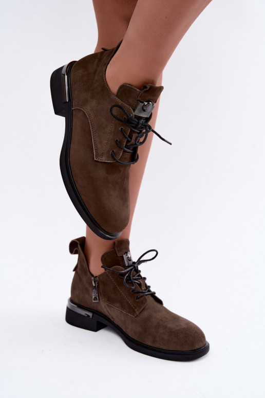 Bottines en suède synthétique Vinceza 89151 en couleur kaki