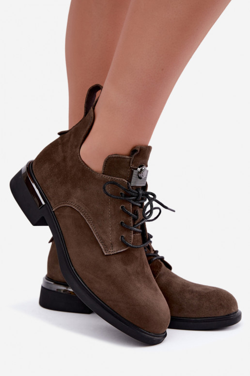 Bottines en suède synthétique Vinceza 89151 en couleur kaki