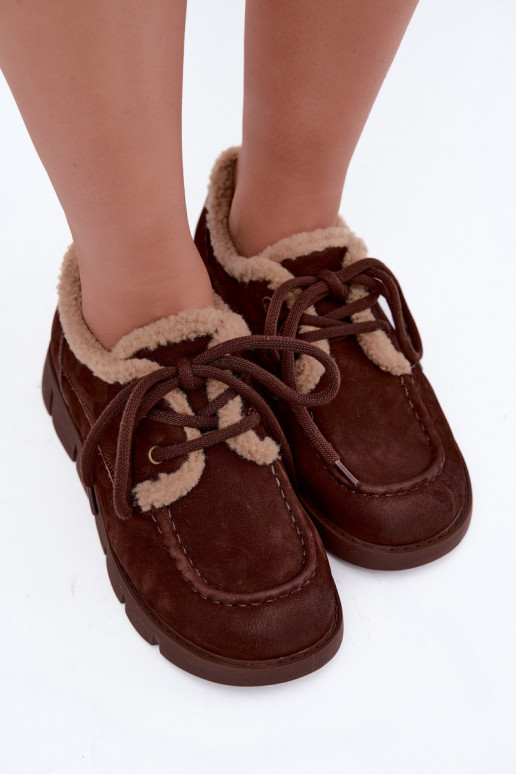 Bottes basses en suède synthétique pour la neige Vinceza 67022 en couleur chocolat