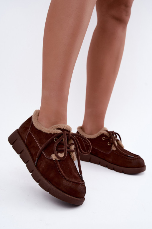 Bottes basses en suède synthétique pour la neige Vinceza 67022 en couleur chocolat