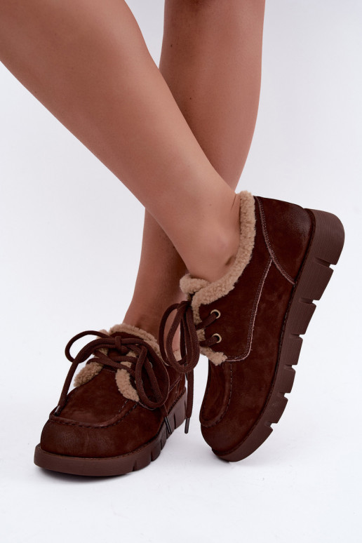Bottes basses en suède synthétique pour la neige Vinceza 67022 en couleur chocolat