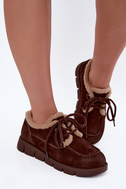 Bottes basses en suède synthétique pour la neige Vinceza 67022 en couleur chocolat
