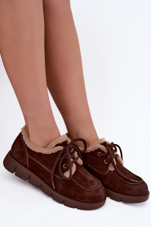 Bottes basses en suède synthétique pour la neige Vinceza 67022 en couleur chocolat