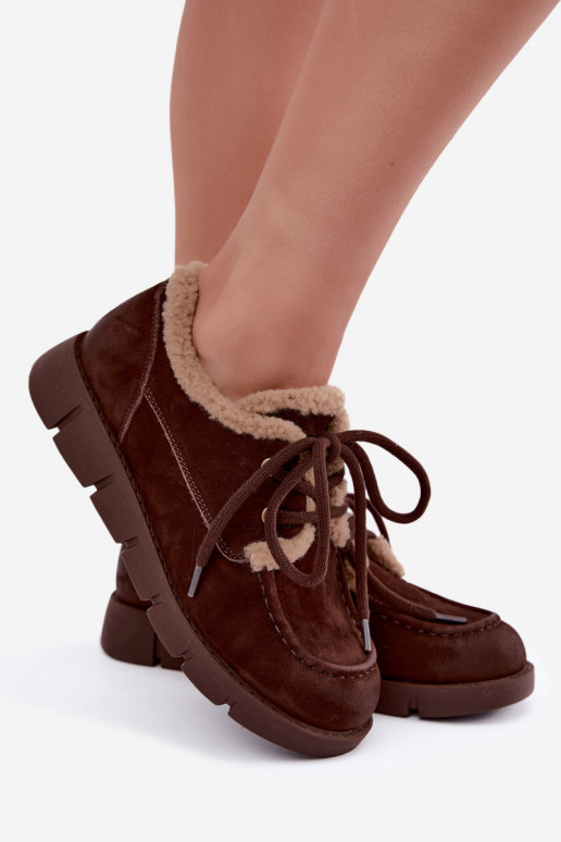 Bottes basses en suède synthétique pour la neige Vinceza 67022 en couleur chocolat