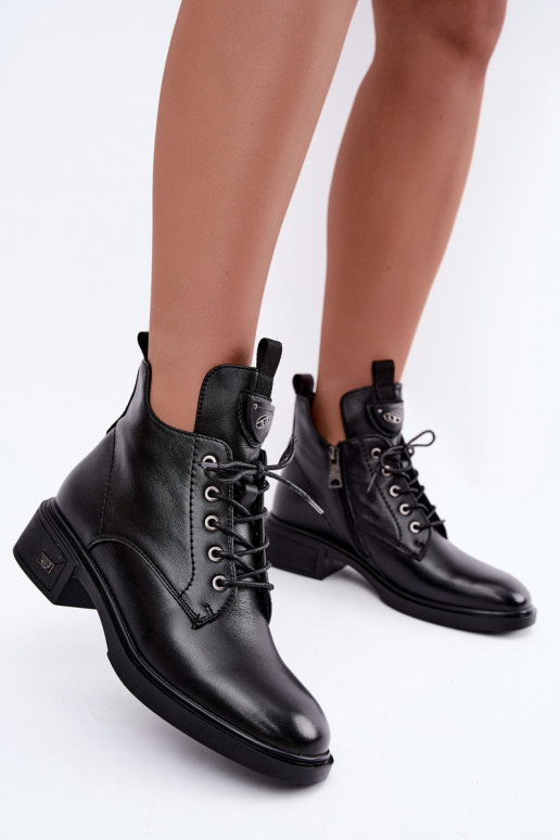 Bottines en cuir avec ornements Vinceza 133145 en couleur noire