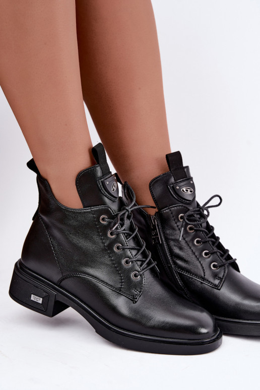 Bottines en cuir avec ornements Vinceza 133145 en couleur noire