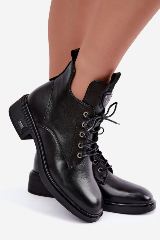 Bottines en cuir avec ornements Vinceza 133145 en couleur noire