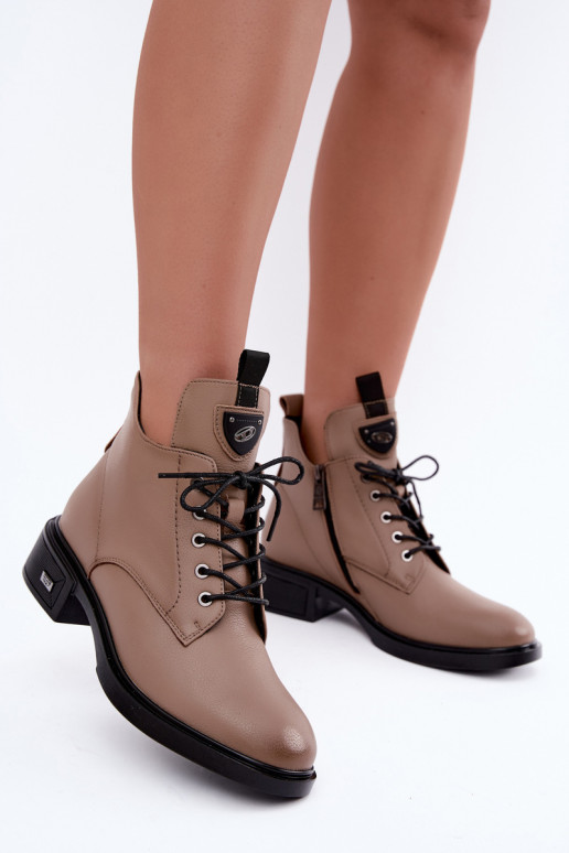 Bottines en cuir avec ornements Vinceza 133145 en couleur sable
