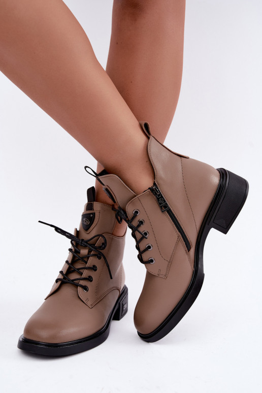 Bottines en cuir avec ornements Vinceza 133145 en couleur sable